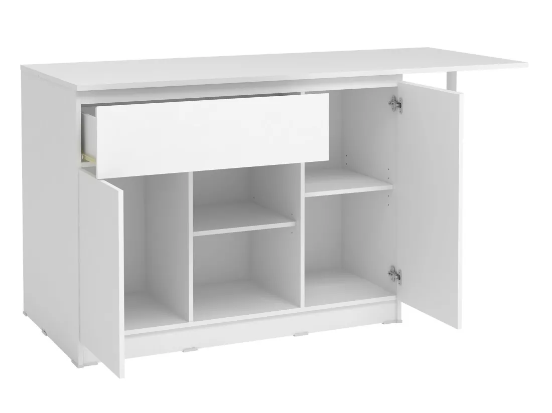 Ilot central de cuisine avec 2 portes, 1 tiroir et 2 niches - Blanc - TUNORI