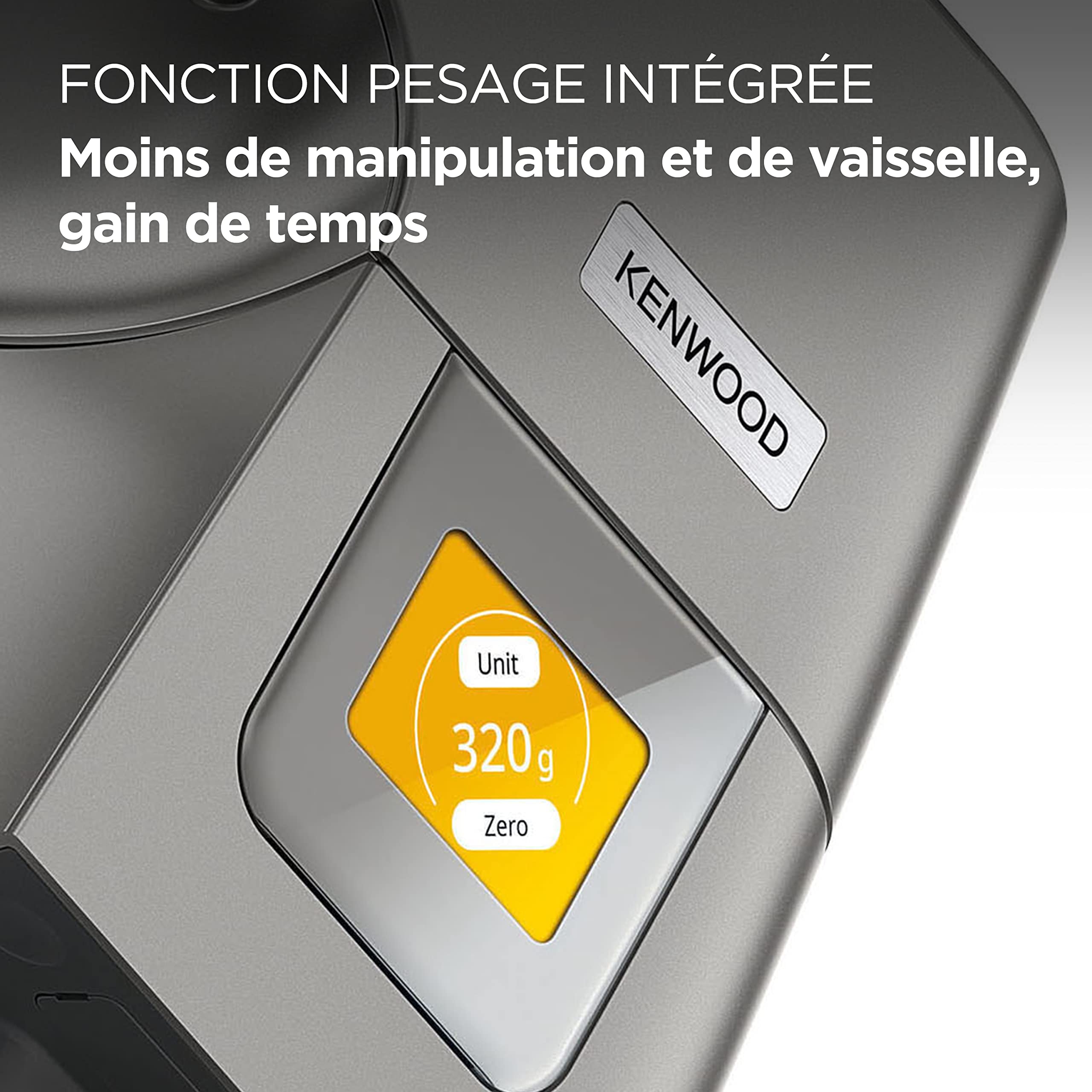 Kenwood Titanium Chef Patissier XL KWL90.034SI, Robot Patissier Balance Intégrée, Batteur K, Pétrin, Fouet, Batteur Souple, Deux Bols, Couvercle Anti-