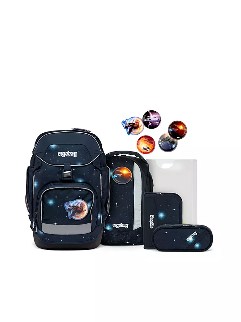 ERGOBAG Schultaschen Set 6tlg PACK Galaxy Glow - KoBärnikus  dunkelblau