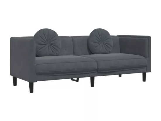 Ensemble de canapés 2 pièces avec coussins gris foncé velours