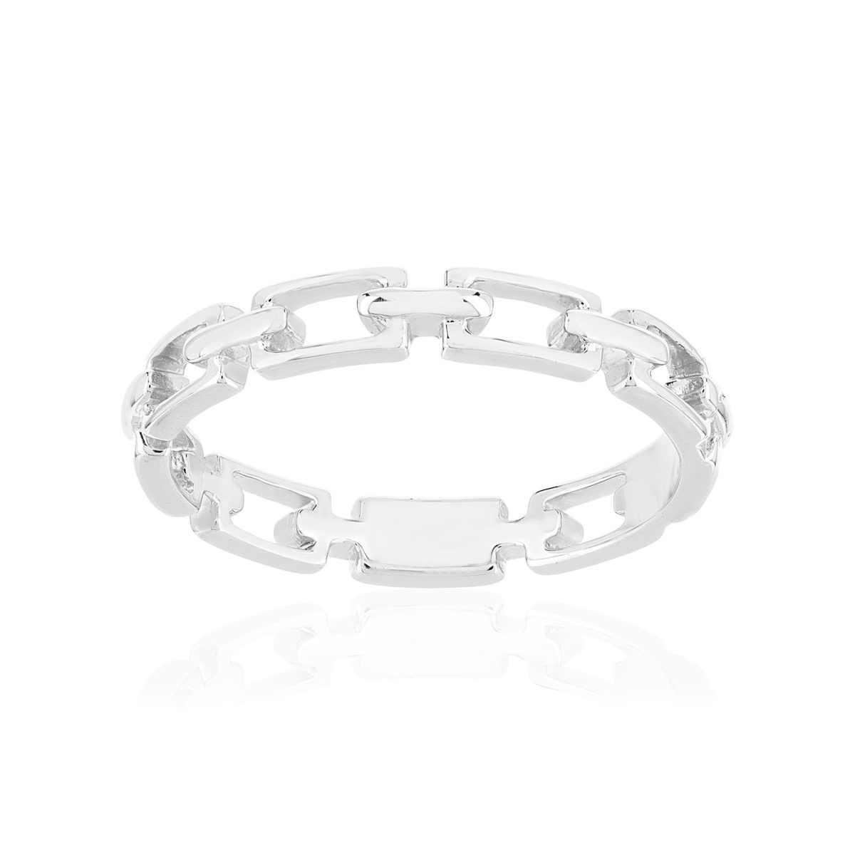 Bague argent 925, style chaînage, maillons rectangulaires