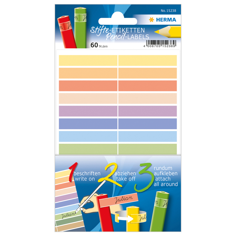 Herma Etiketten für Stifte, 46 x 10 mm, assortiert