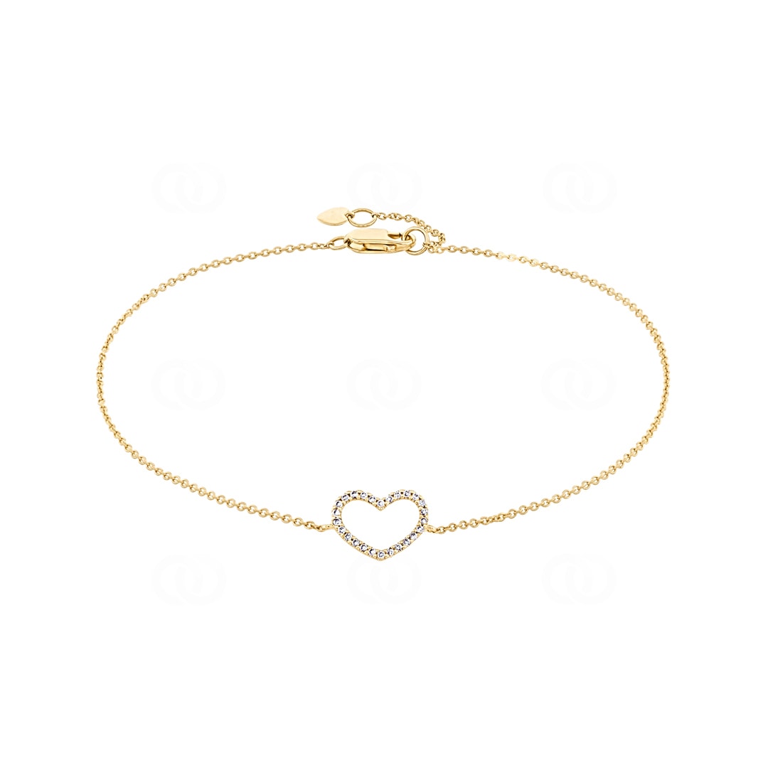 Armband 750/18 K Gelbgold Herz mit Diamanten 0.09 ct H/si