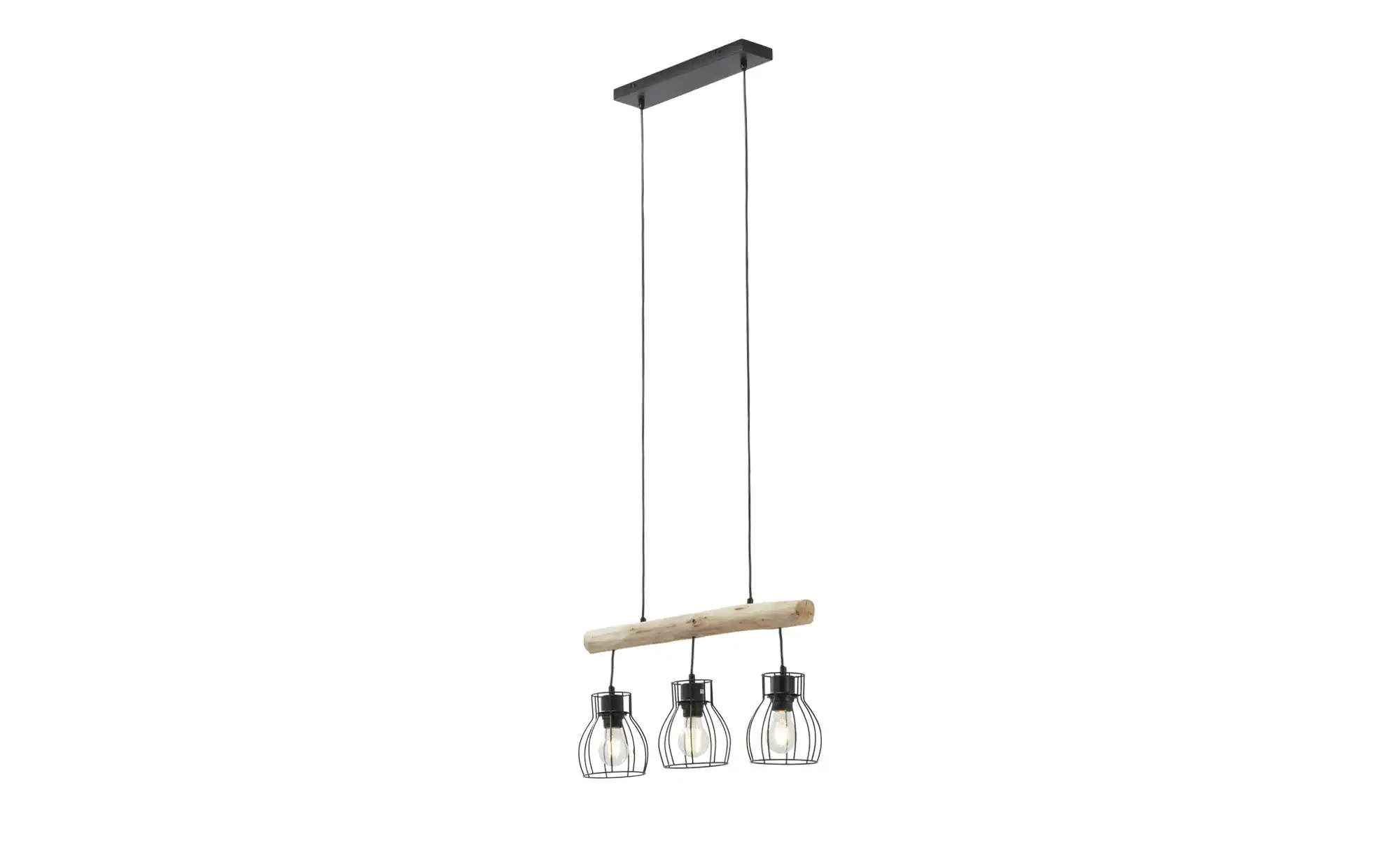 Pendelleuchte, 3-flammig, Holz/ Metall Körbe