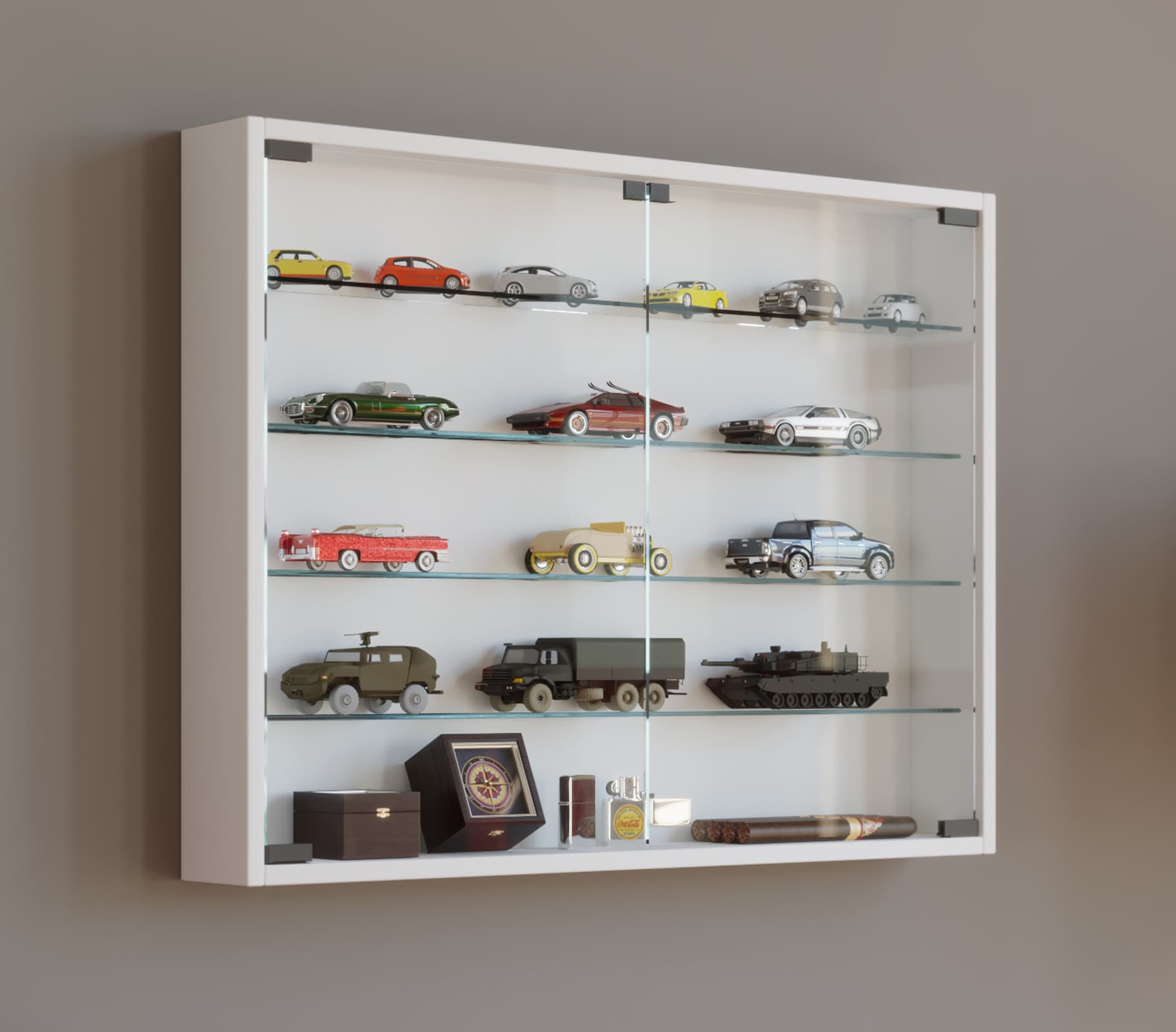 VCM Holz Glas Hängevitrine Wandvitrine Sammel Deko Sammler Vitrine Mandosa L