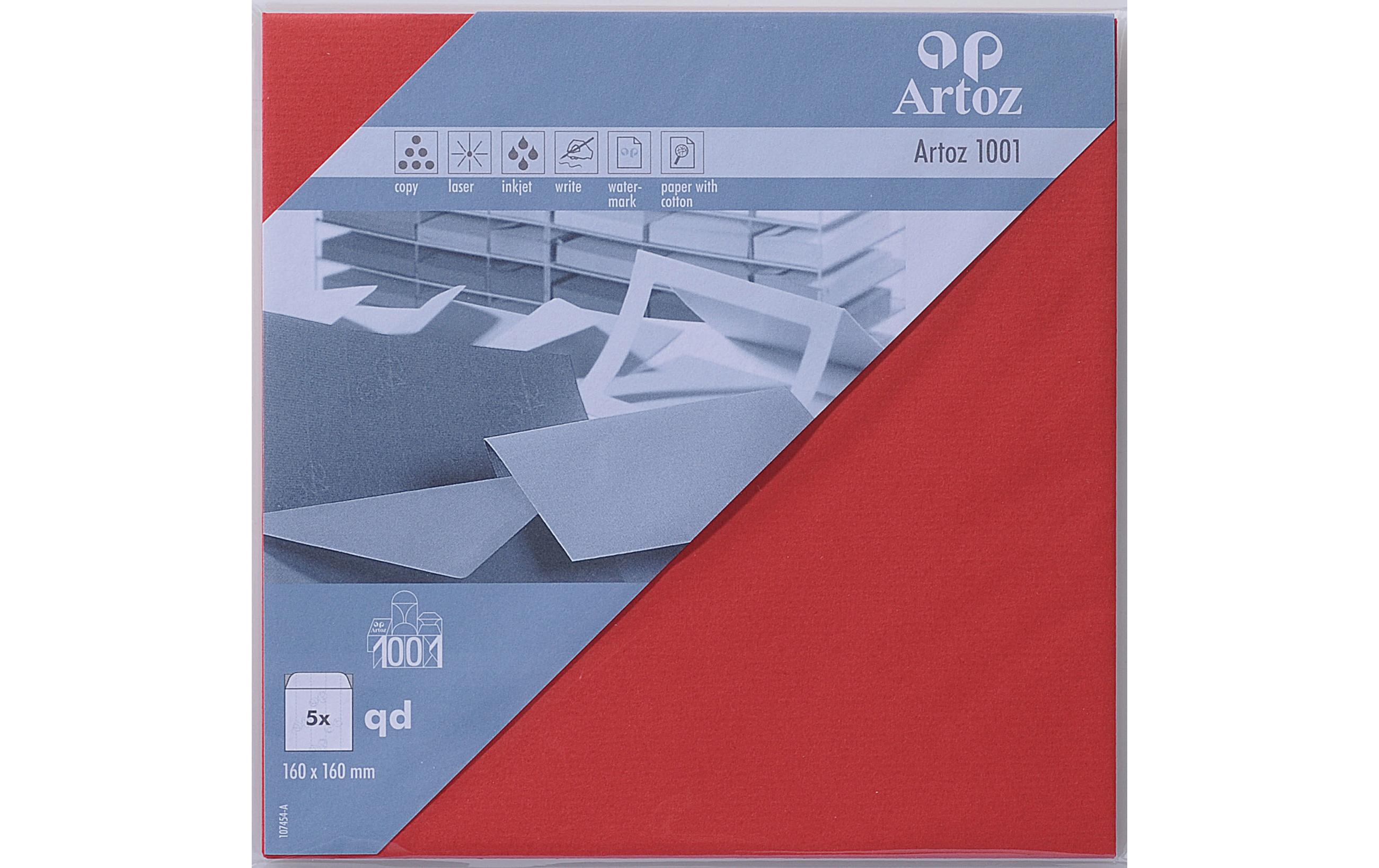 Couvert 1001, 16 x 16 cm, 5 Stück, RotEdler Briefumschlag