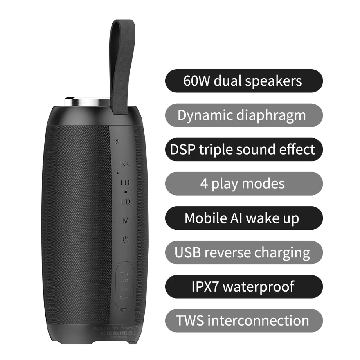 Universal Haut-parleur Bluetooth 60W - Noir