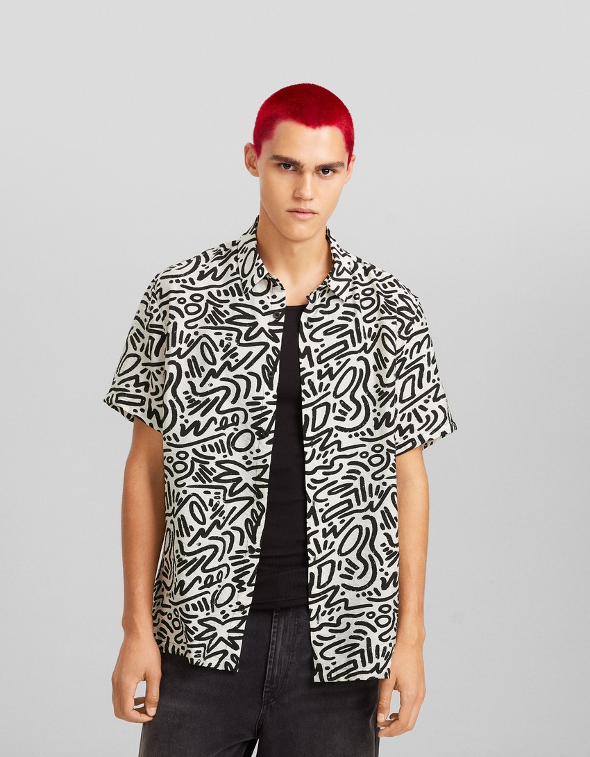 Camisa de manga curta estampada