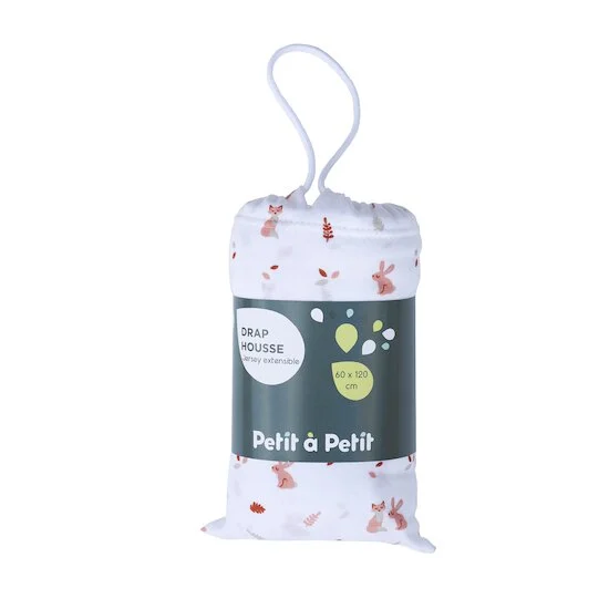 Drap housse jersey   Imprimé lapin renard        60 x 120 cm   de               Petit à petit