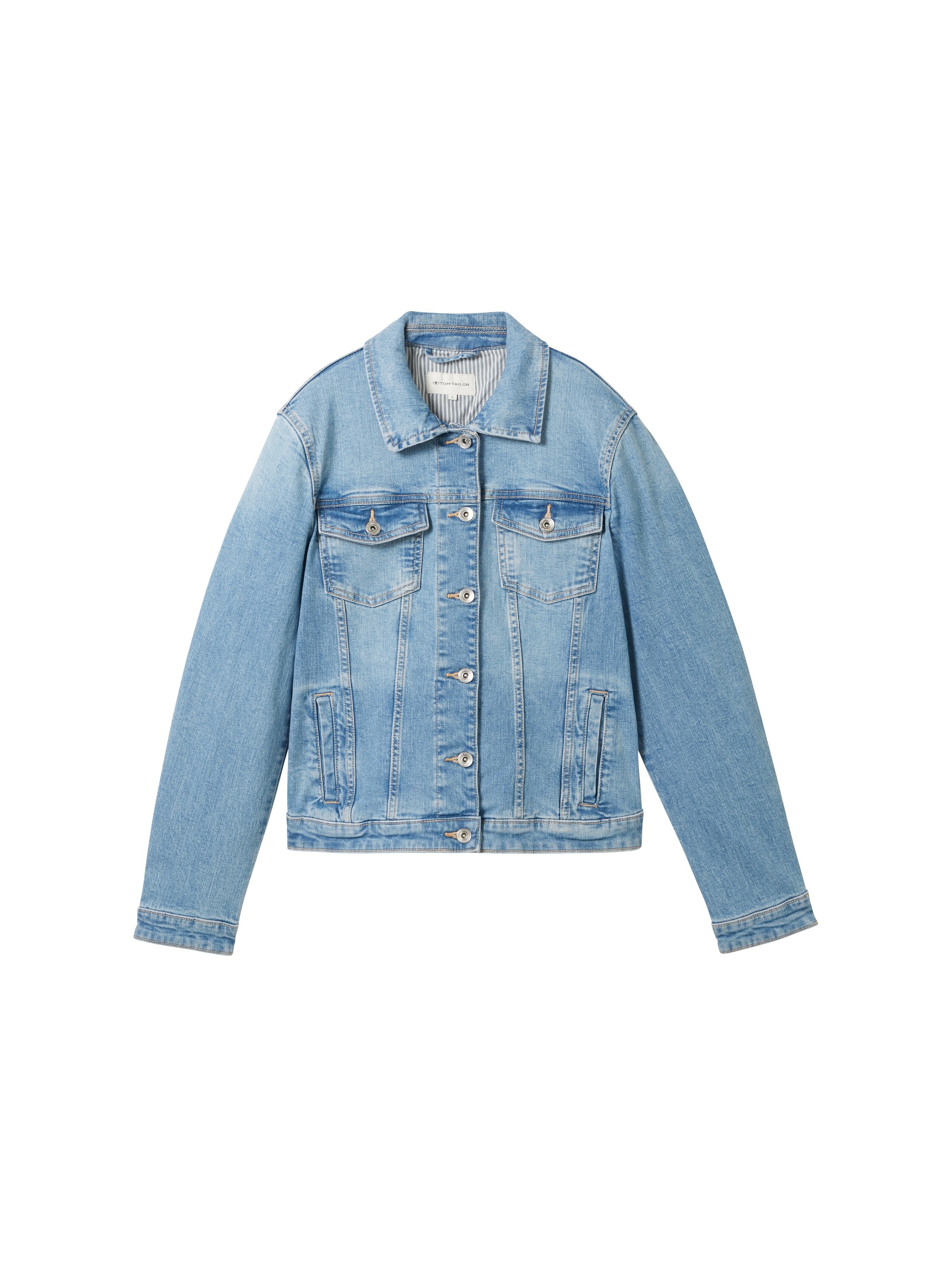 TOM TAILOR Jeansjacke ohne Kapuze mit Knopfleiste und Hemdkragen