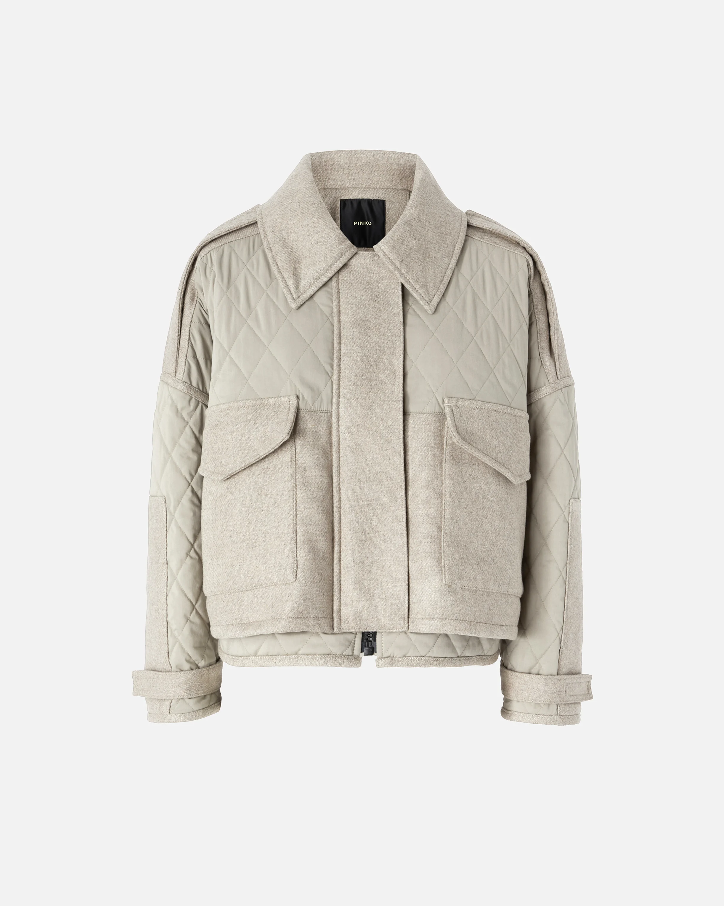 Parka courte matelassée avec inserts en feutre | Beige