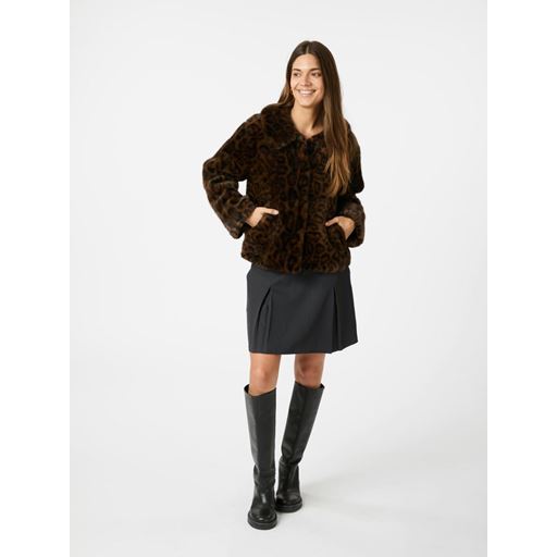 Neo Noir Melodie Leo Faux Fur Jakke, Dark Brown, 42
