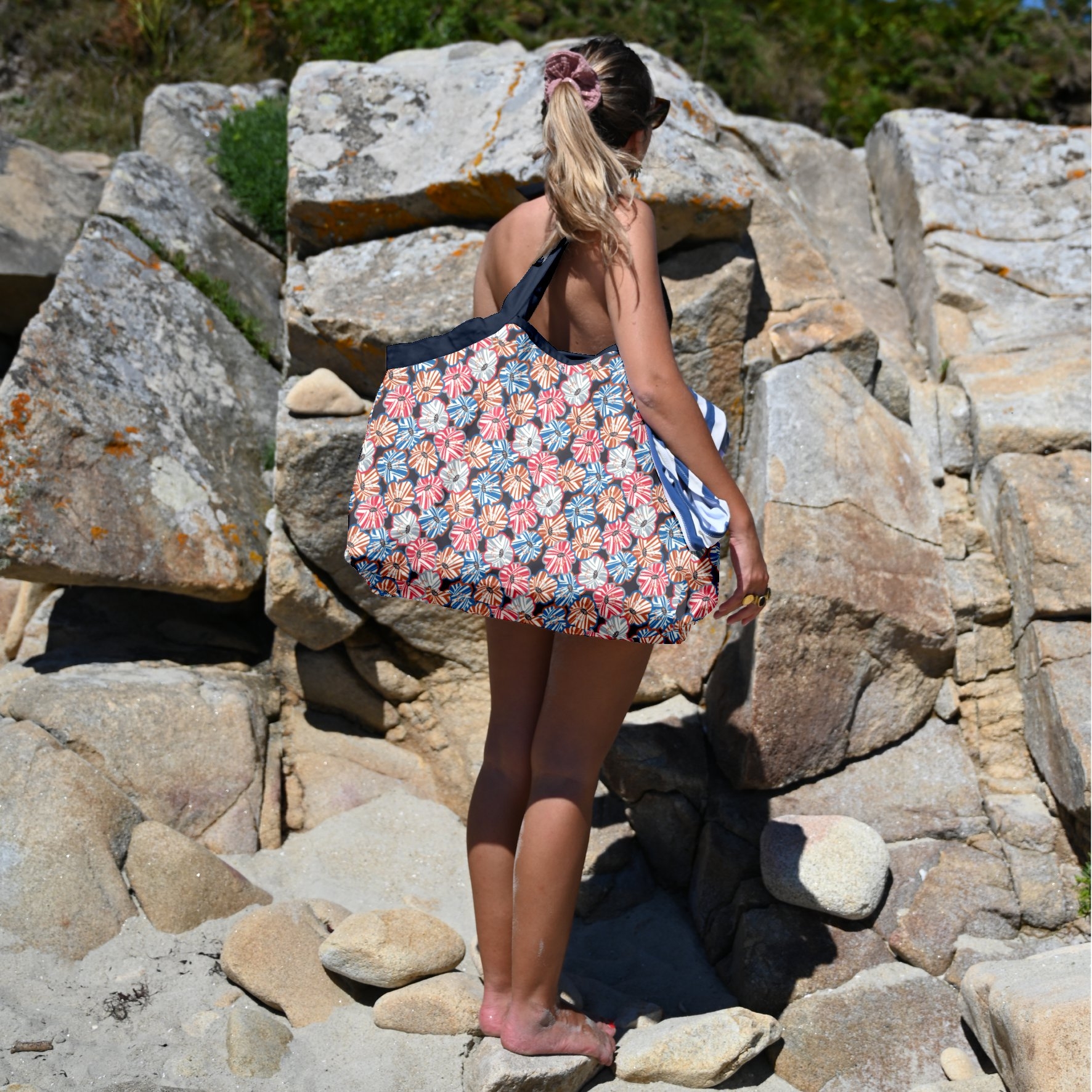 Sac Cabas Grand Anémones Rayées