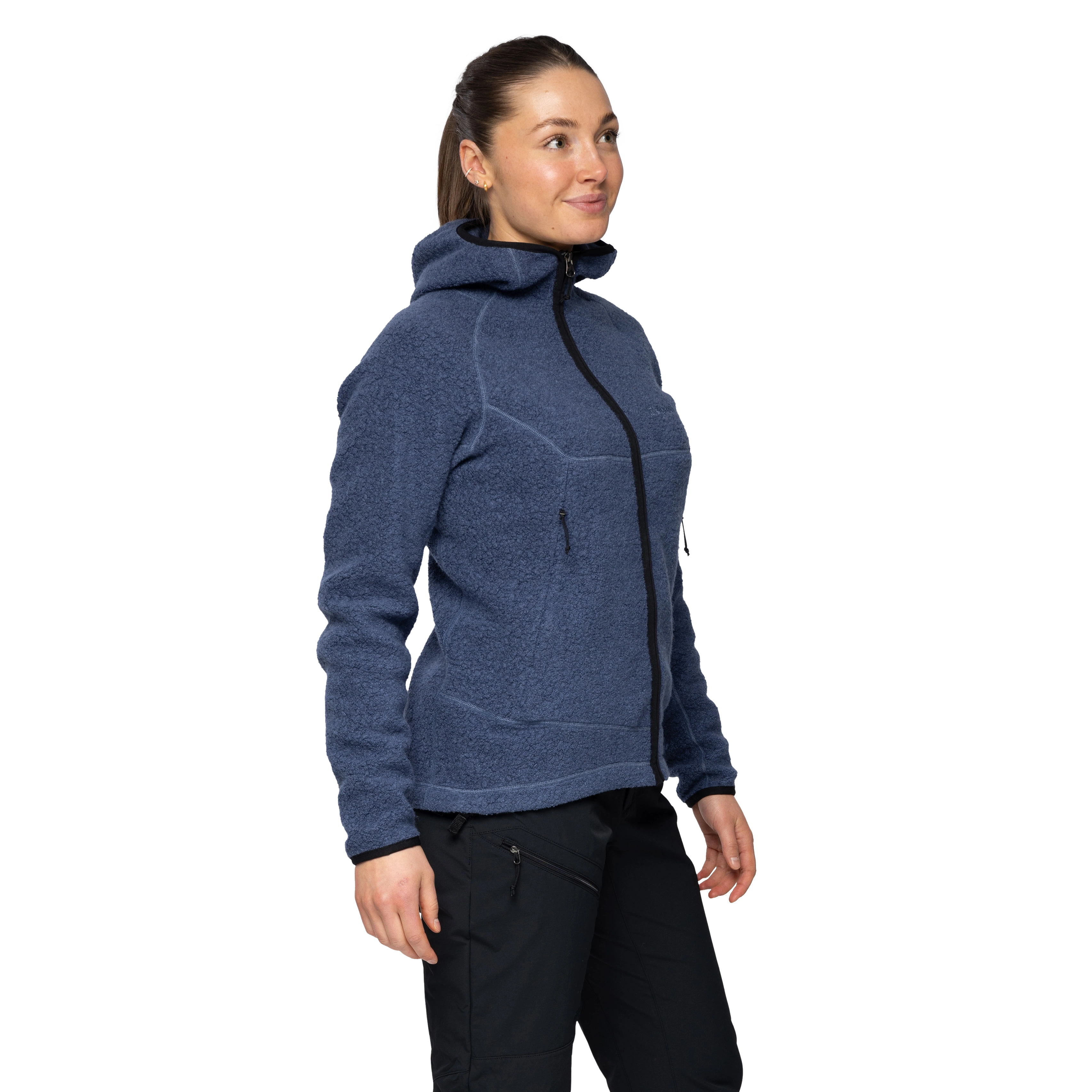 Vaagaa Merino Terry Midlayer Hoodie Women Granite Blue