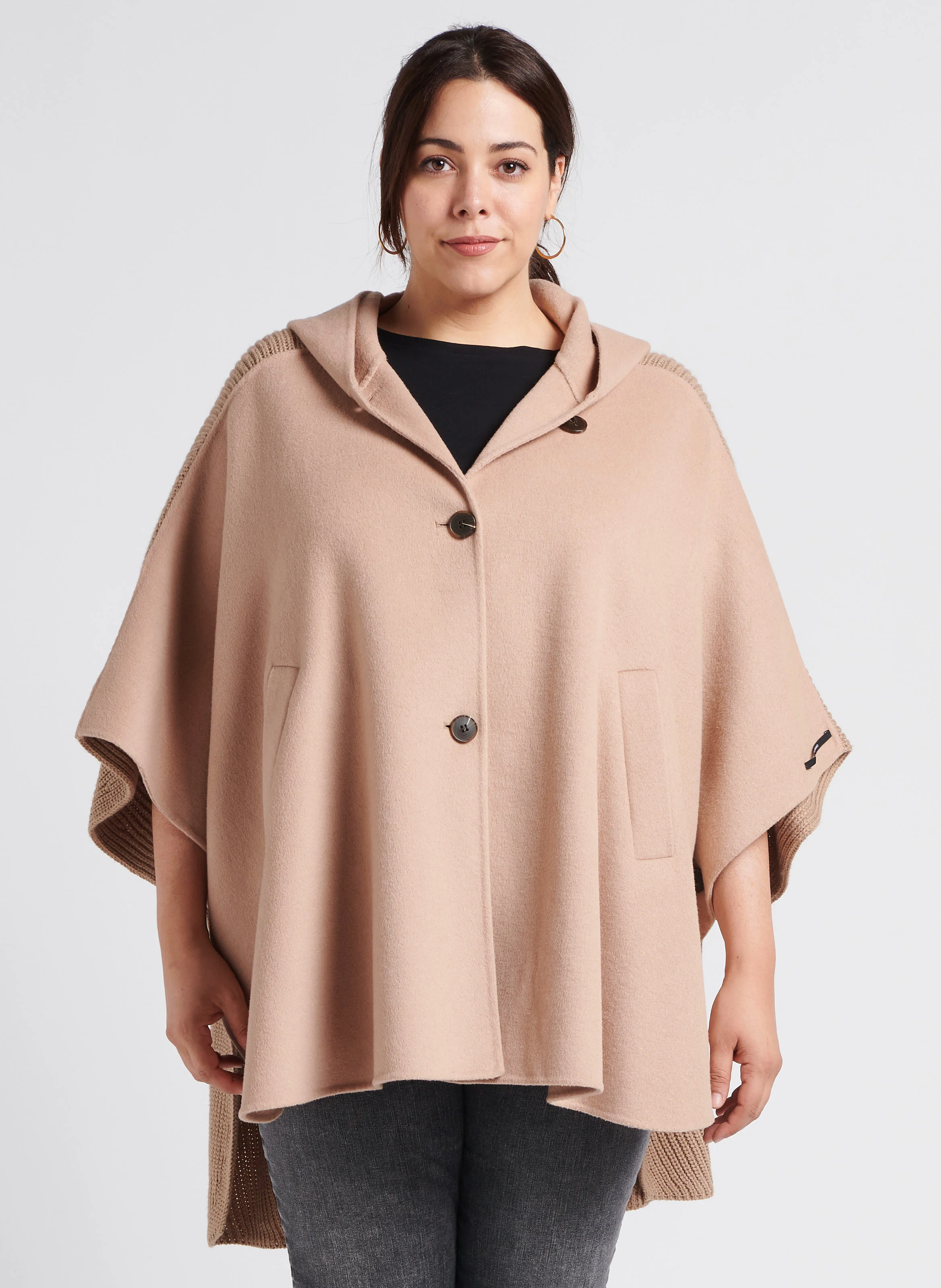 NARITA - Poncho ample en laine mélangée | Marron