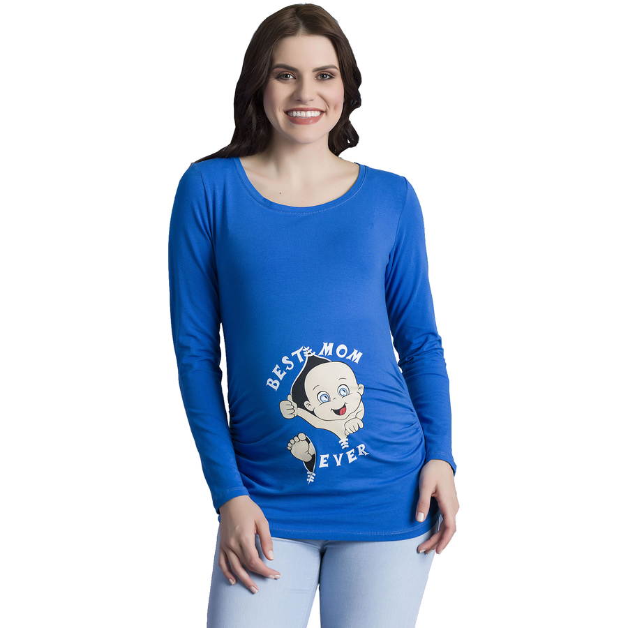 M.M.C. Umstandslangarmshirt Best Mom Ever mit Motiv Dunkelblau