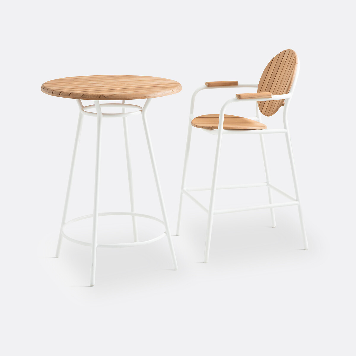 LA REDOUTE INTERIEURS<br>Mesa alta para jardim em alumínio e teca, Chassagne