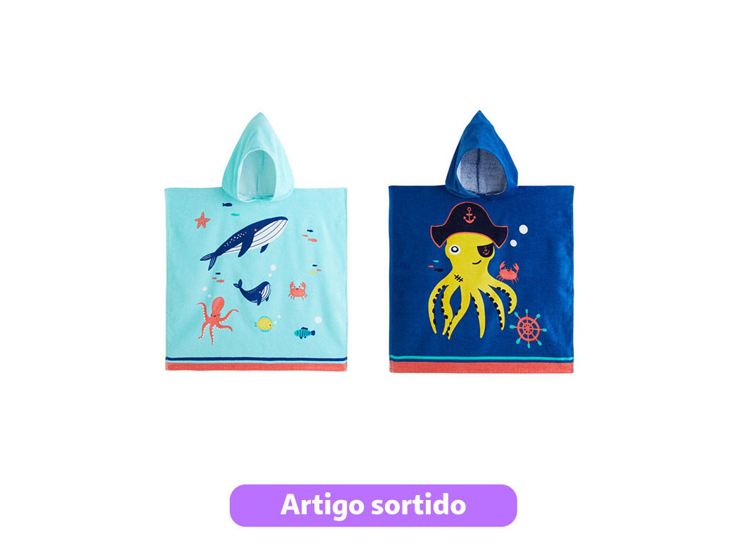 PONCHO INFANTIL ACTUEL AVELUDADO 320G 65X65CM MODELOS SORTIDOS