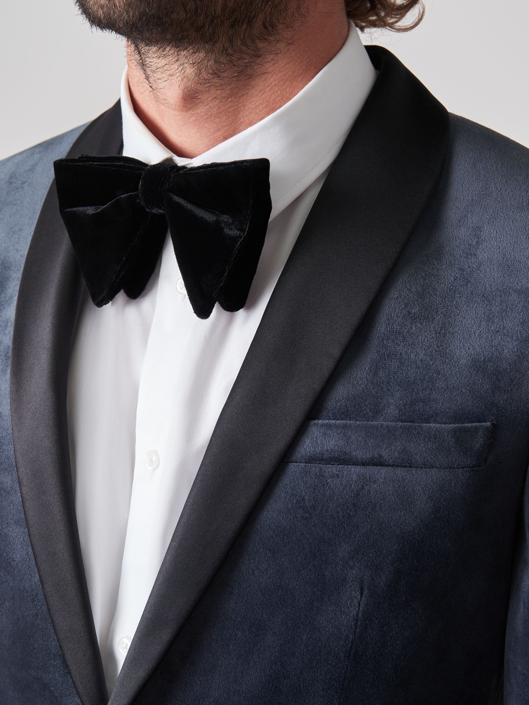 Grijs - Slim Fit - Fluwelen blazer