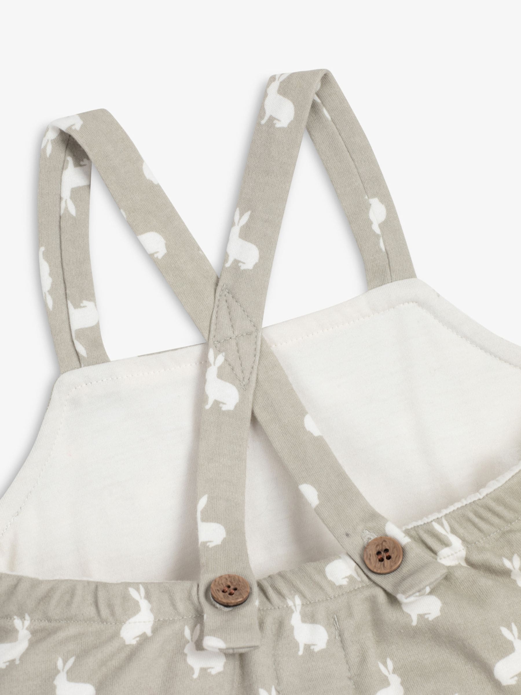 Grijs - The Little Tailor - Baby tuinbroek van 100% katoen met konijnenprint
