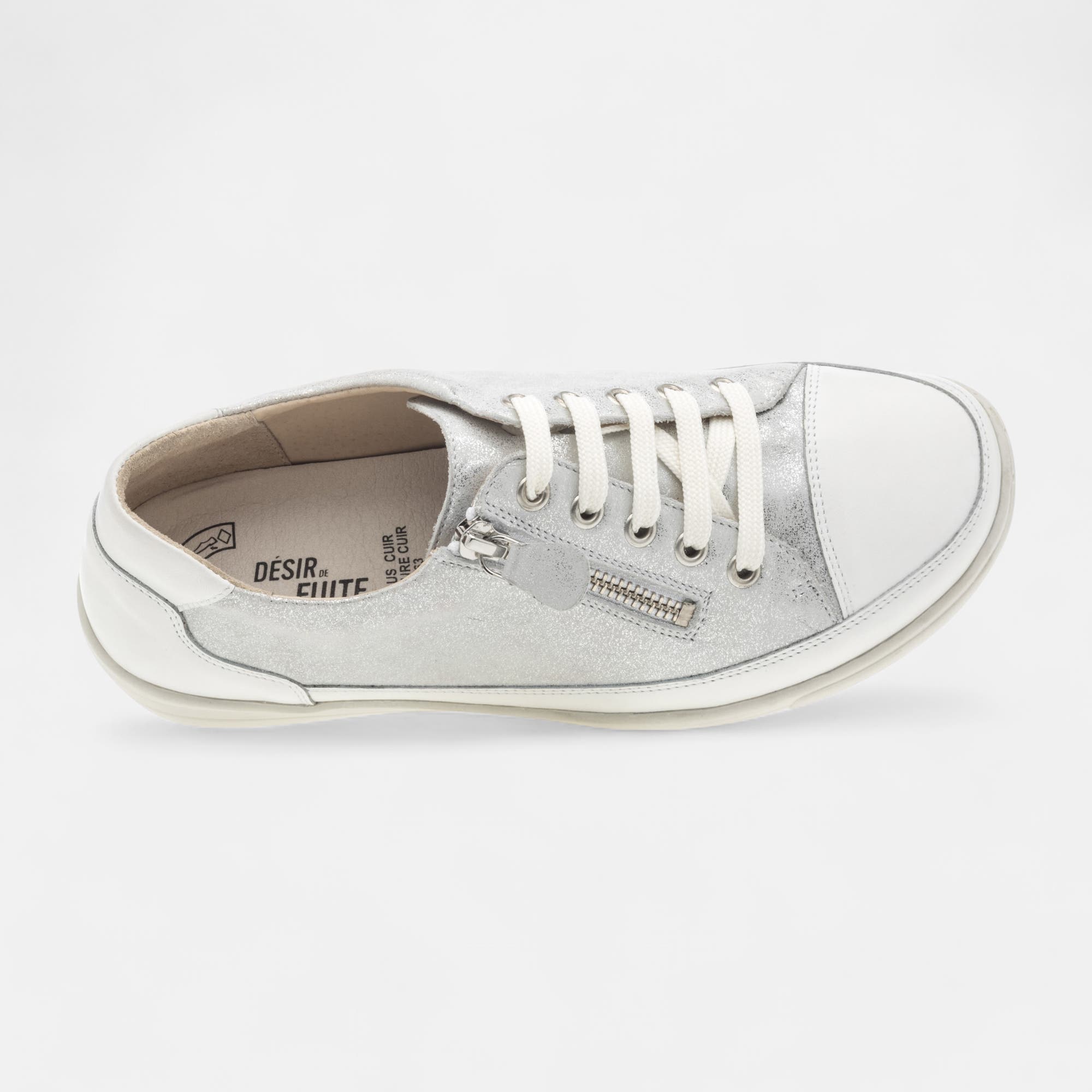 Baskets basses Femme en cuir argent