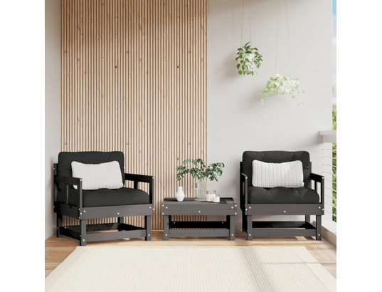 VIDAXL - Fauteuil Chaises de jardin 2 pcs gris bois massif de pin