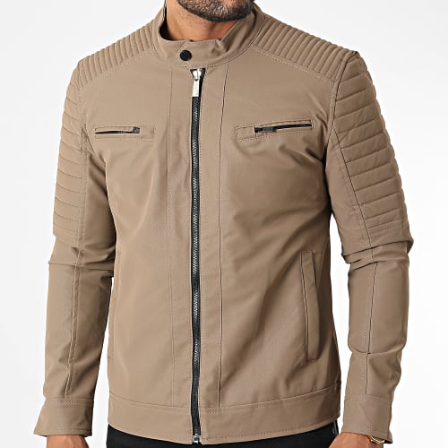 Veste Biker 117 Marron Taupe