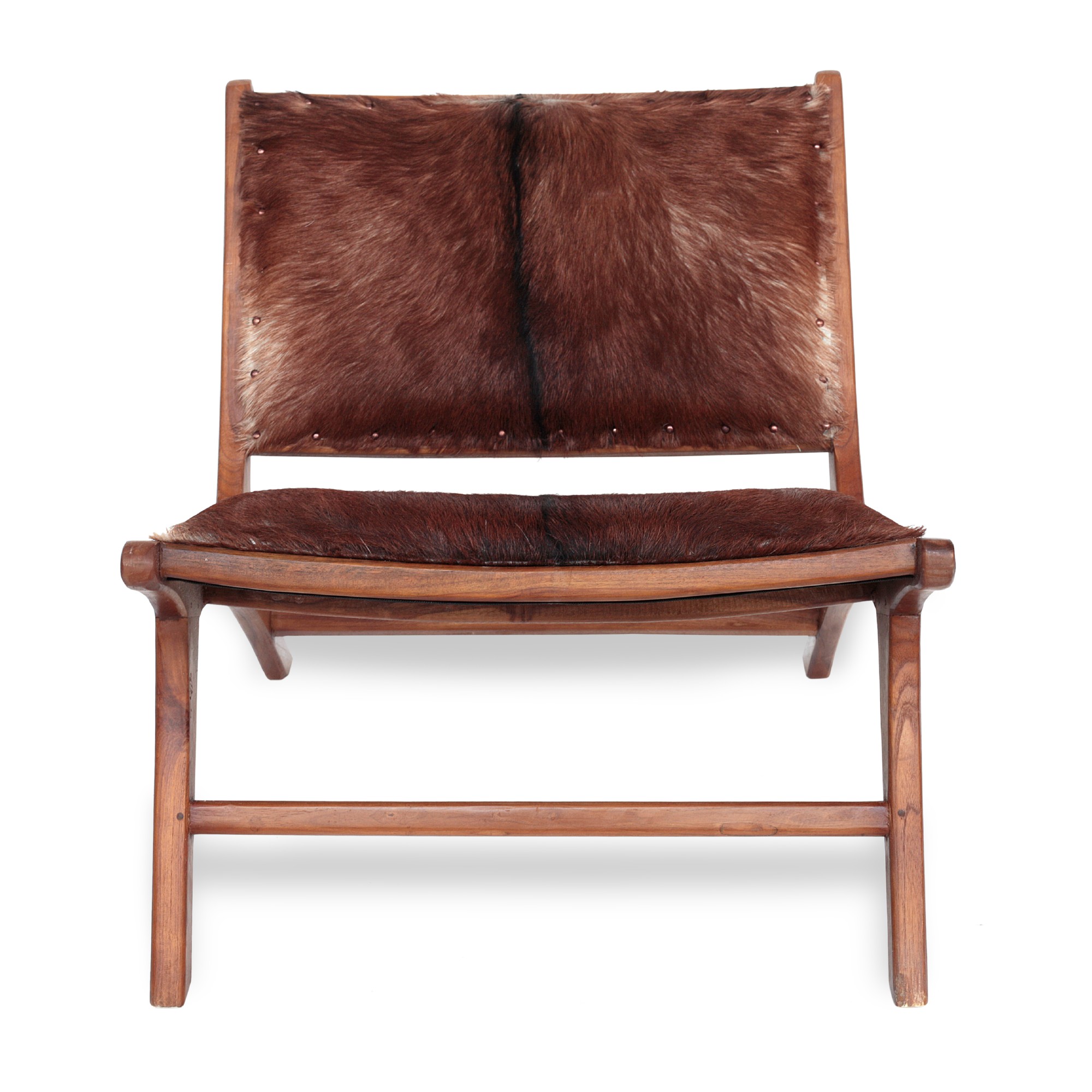Lounge Stuhl 'Harare', weiß, braun, beige, T 80 cm, B 66 cm, H 69 cm von fischer's lagerhaus