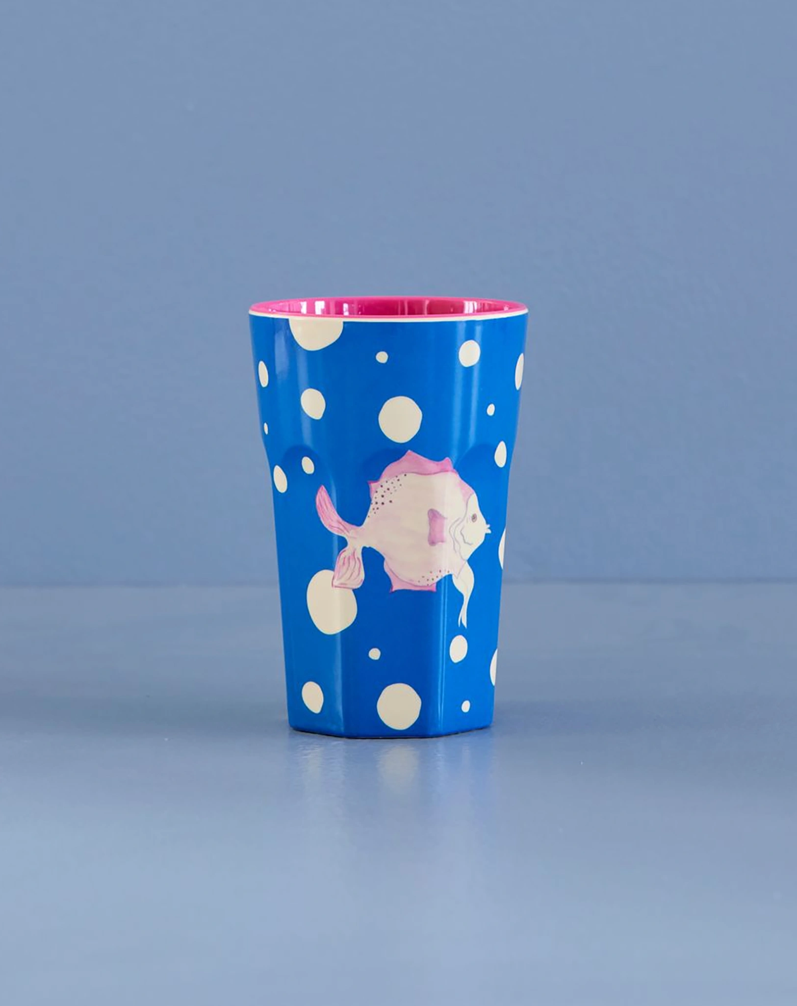 Melamin-Trinkbecher FISH PRINT tall in blue