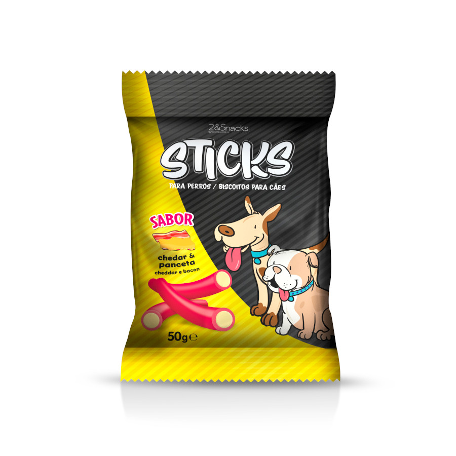 2&Snacks Palitos de Cheddar e Bacon para cães