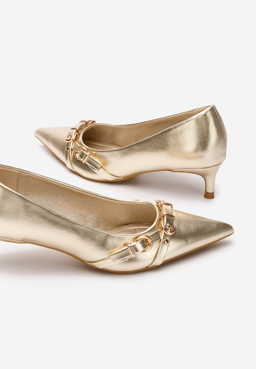 Chaussures à talon fin dorées Zelma