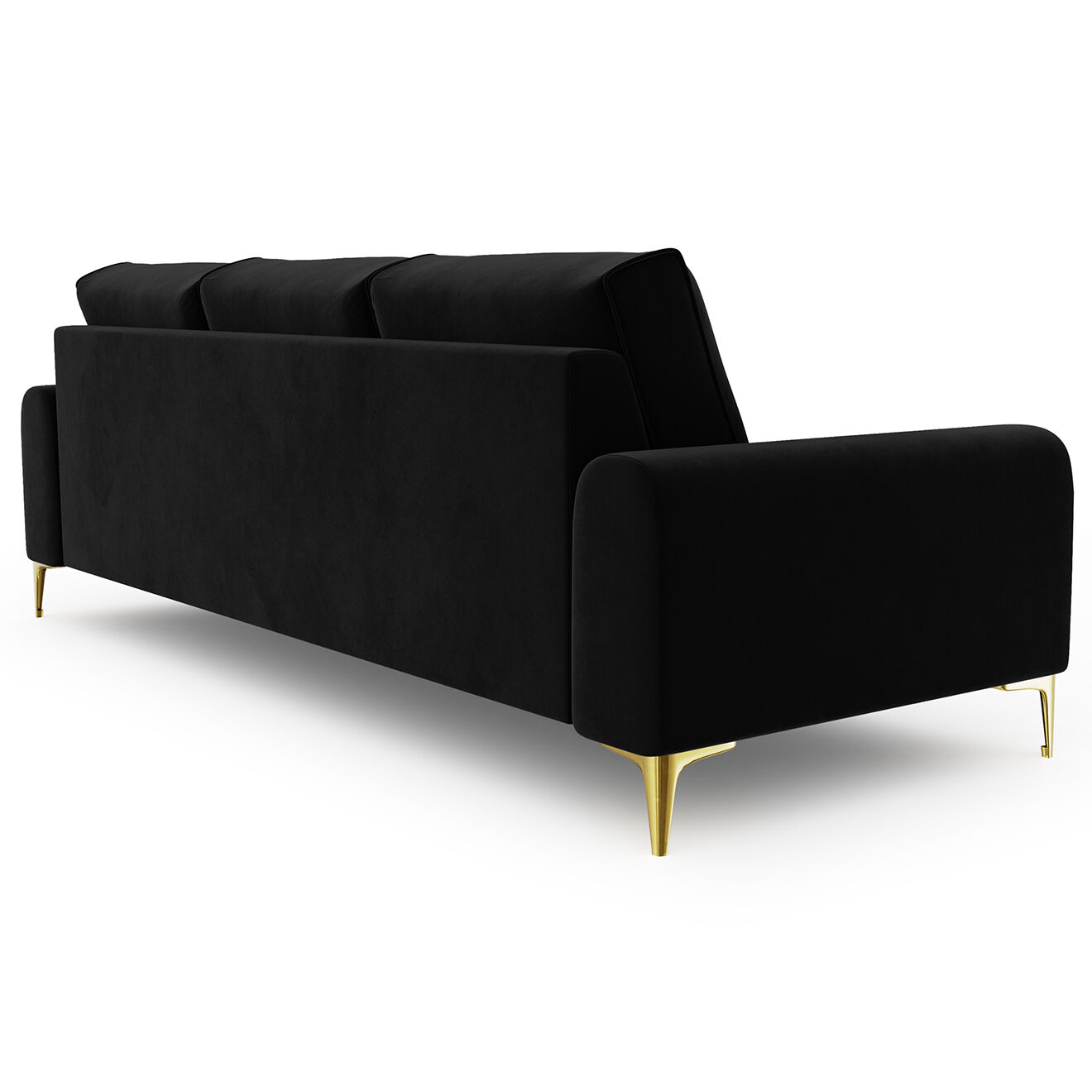 Mazzini Sofas Canapé Velours Madara noir - 222x102x90 cm