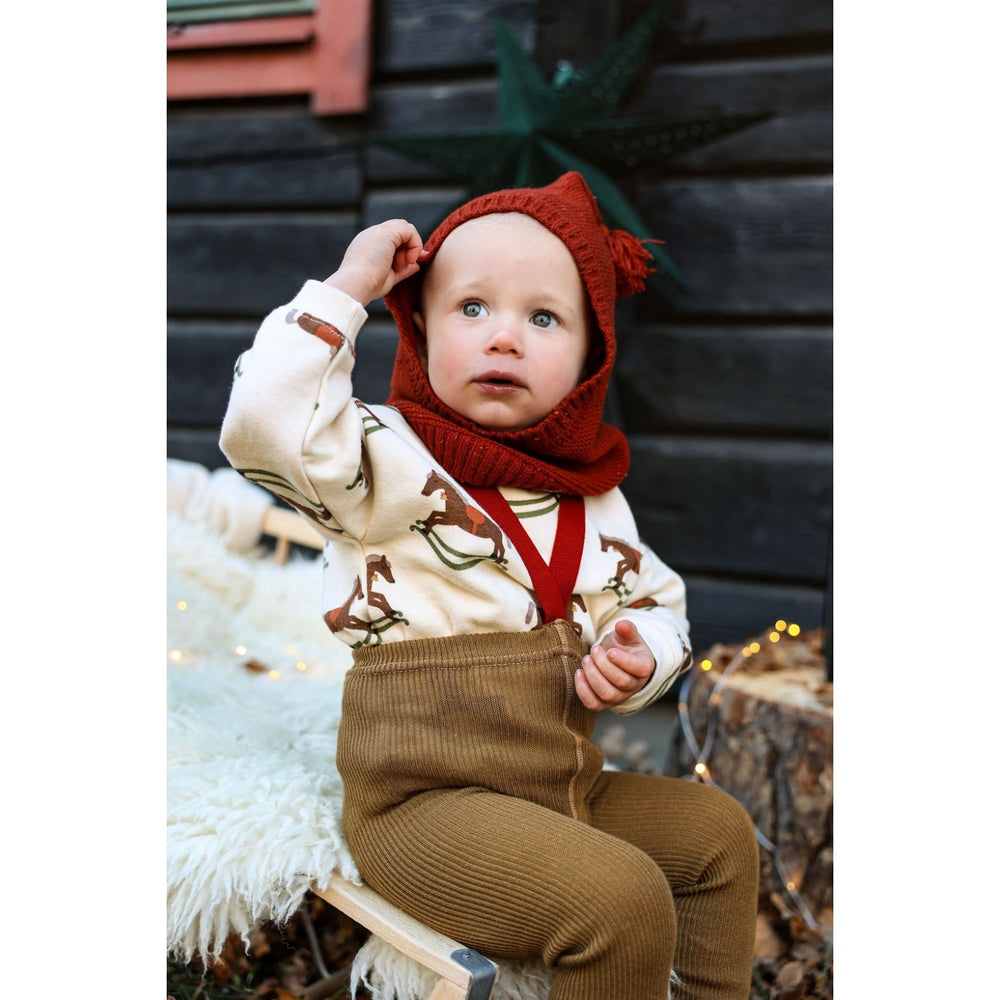 Køb Silly Silas Acorn Brown With Maple Leaf Footed Strømpebukser Christmas Edition
