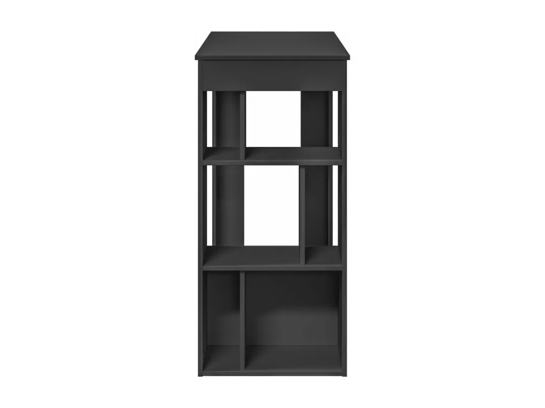 Table de bar avec étagères noir bois d'ingénierie