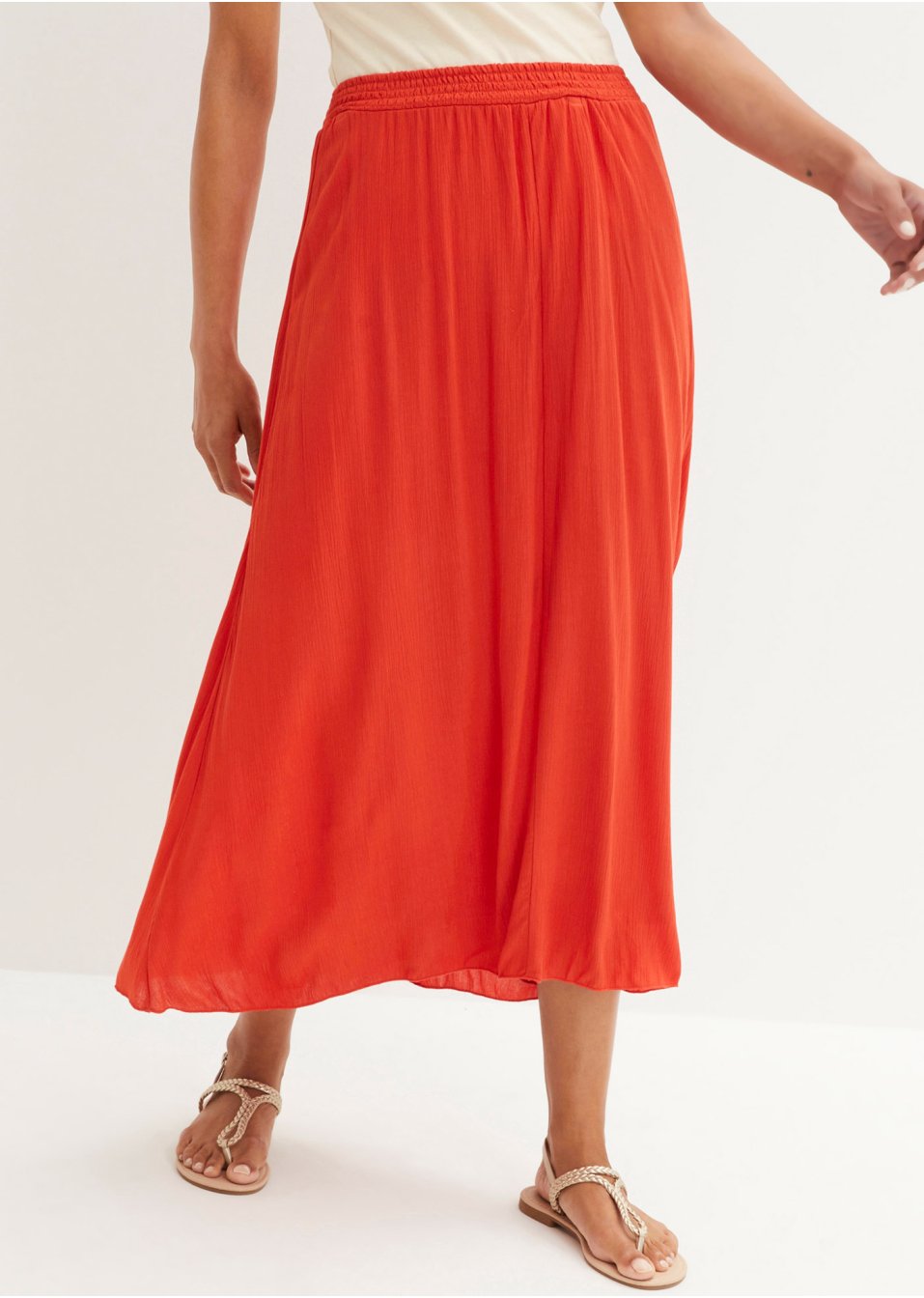 Jupe longue froissée avec large smock à la taille