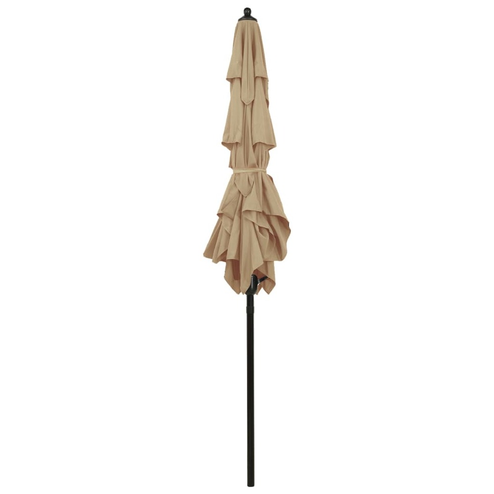 Parasol à 3 niveaux avec mât en aluminium 2 x 2 m taupe