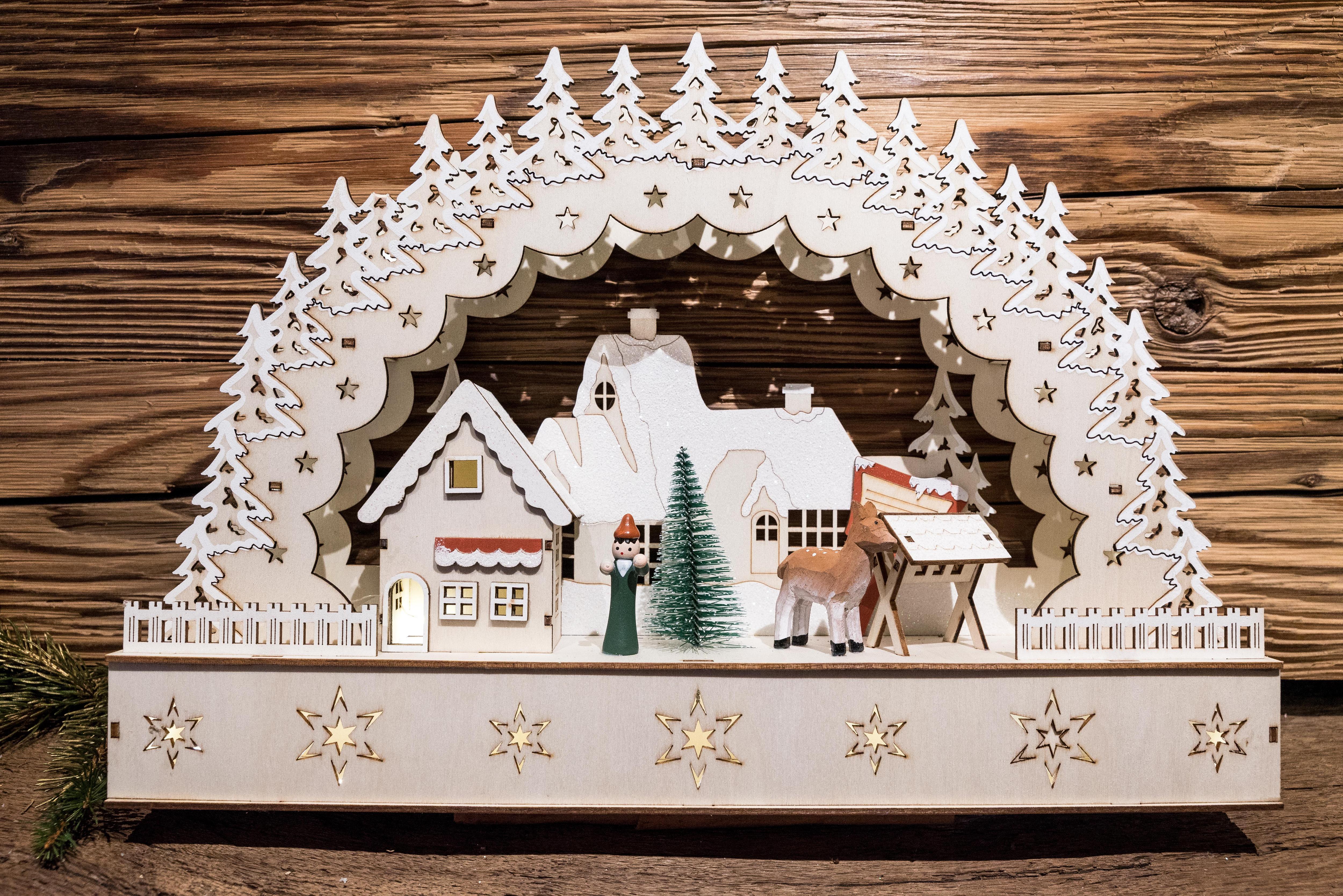 VILLAGE NOEL BOIS A POSER LED L.40CM