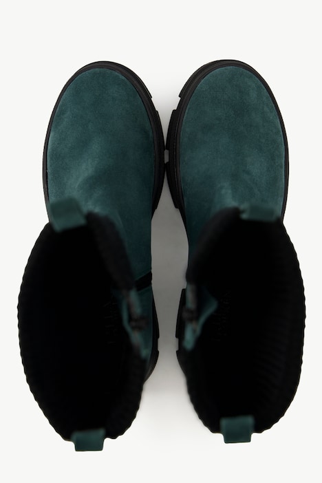 Leder-Boots, Strickeinsatz, Wechselfußbett, Weite H