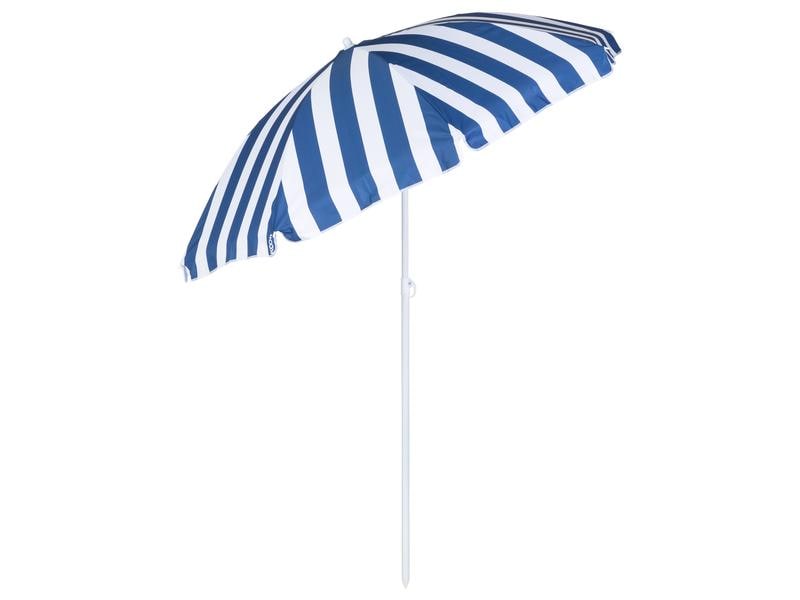 KOOR Sonnenschirm Marino 180 cm, Blau/Weiss Strandschirm mit Lichtschutzfaktor 50