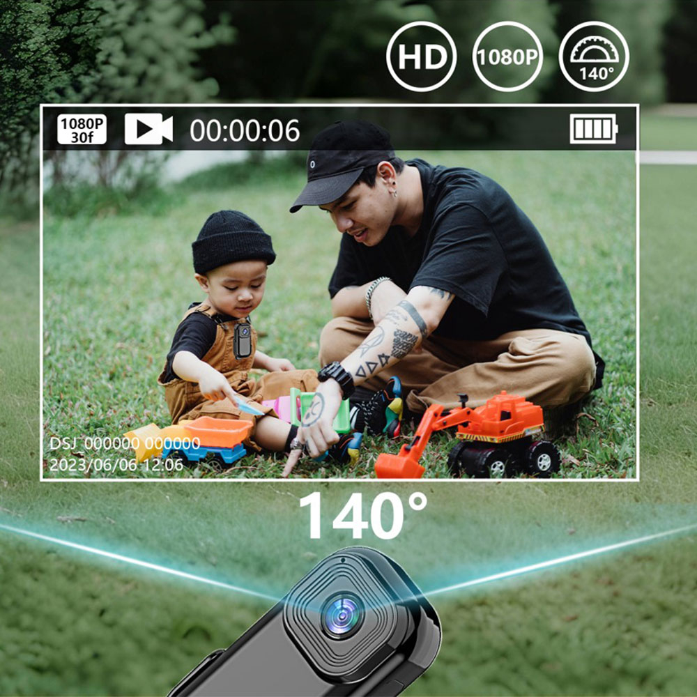 Mini Sport-Kamera Full HD 1080p mit Akku (500mAh)   Micro SD Kartenslot (5.5 x 3cm) - Schwarz