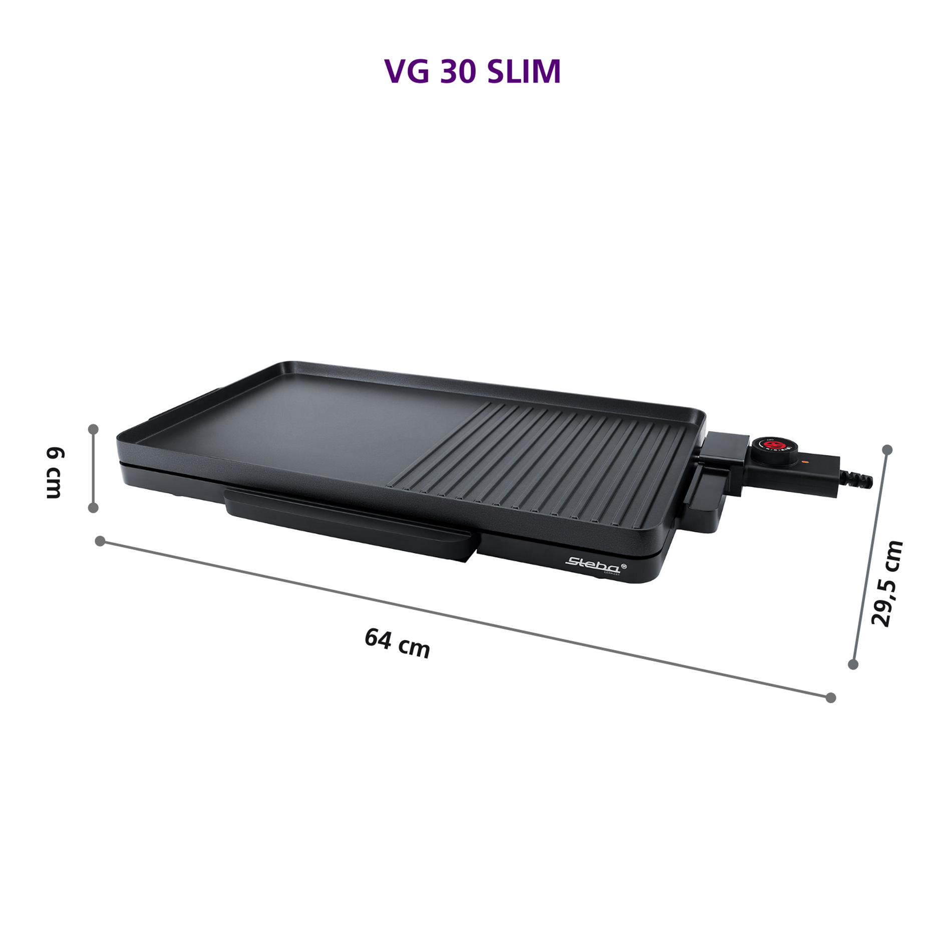 STEBA BBQ-Tischgrill VG 30 SLIM - schwarz - 2000 Watt