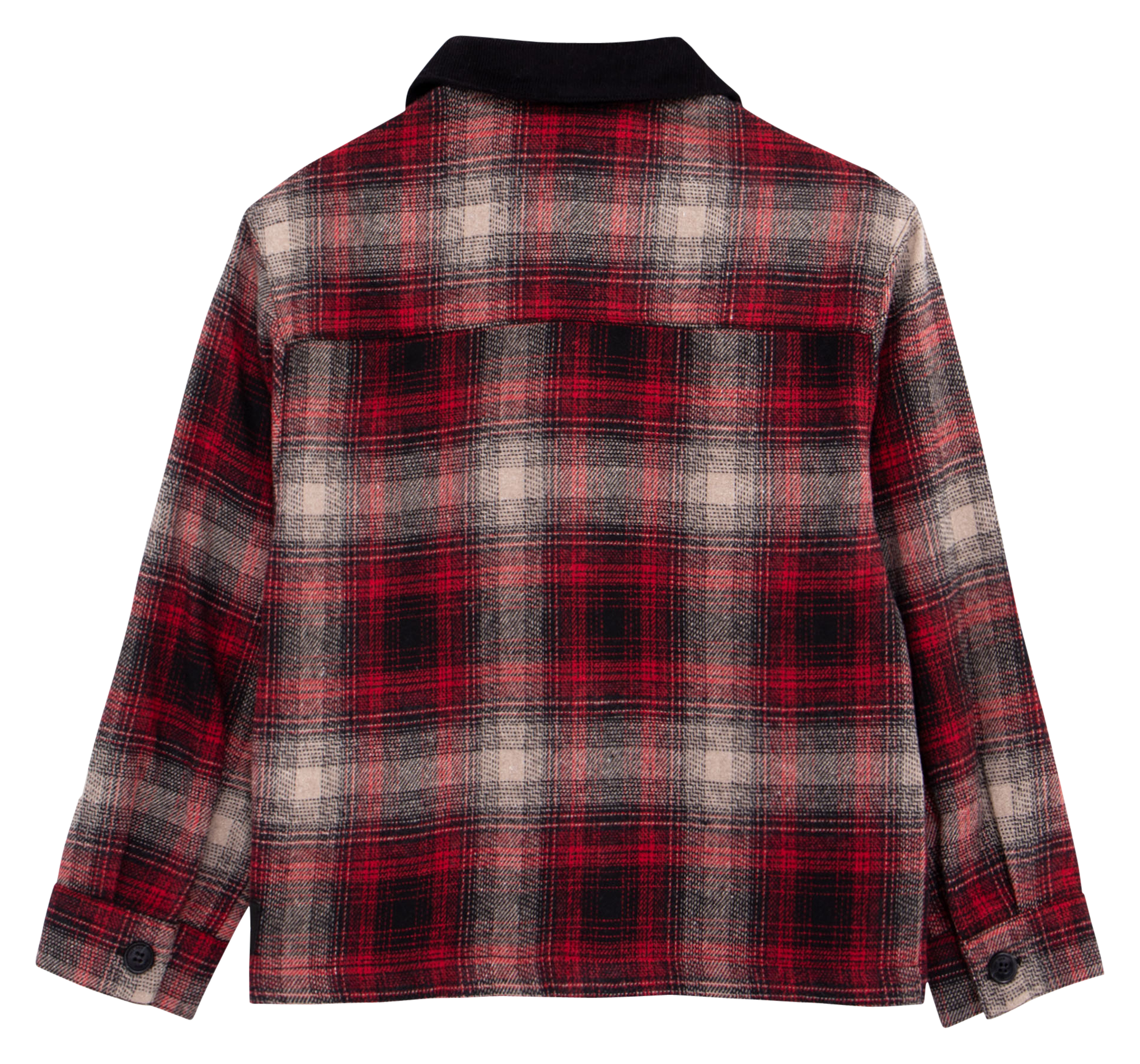 Chemise col classique droite en coton mélangé à carreaux | Rouge