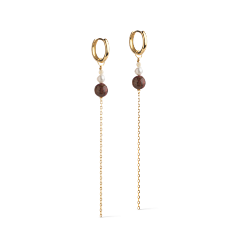 ENAMEL Copenhagen Jana Hoops Øreringe, Light Yellow/Pearl/Brown