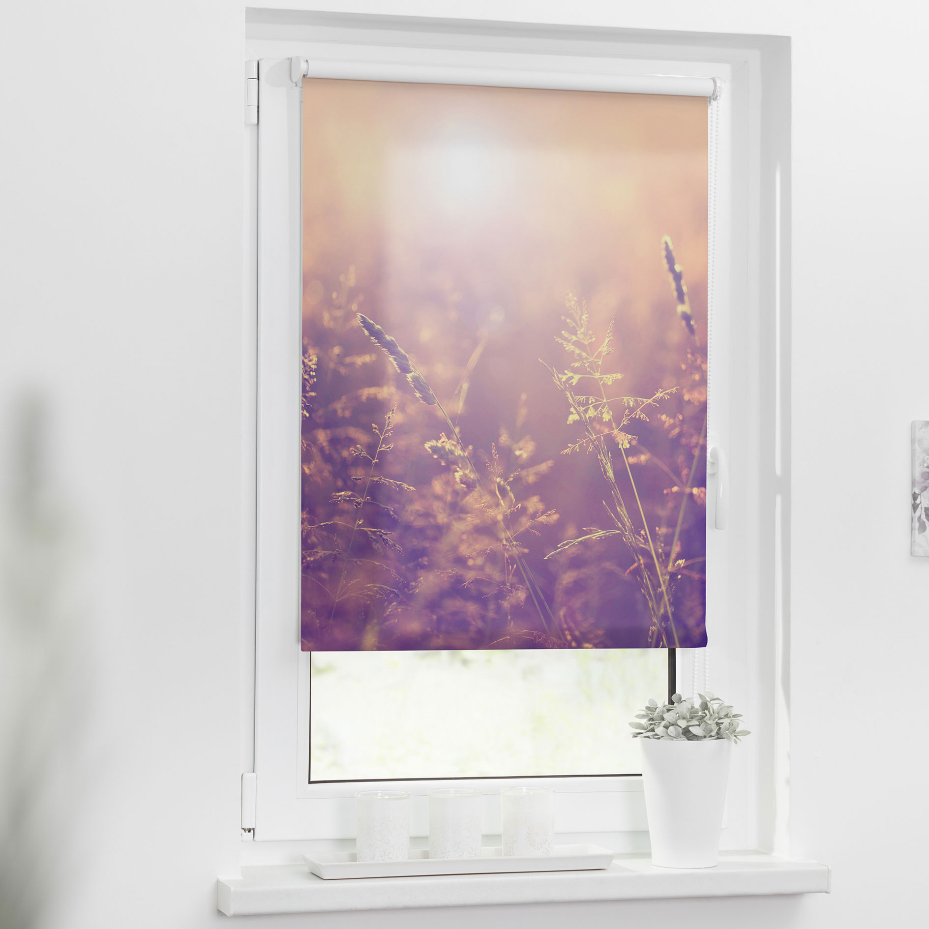 LICHTBLICK Rollo Klemmfix SOMMERABEND - orange-lila - 45x150 cm