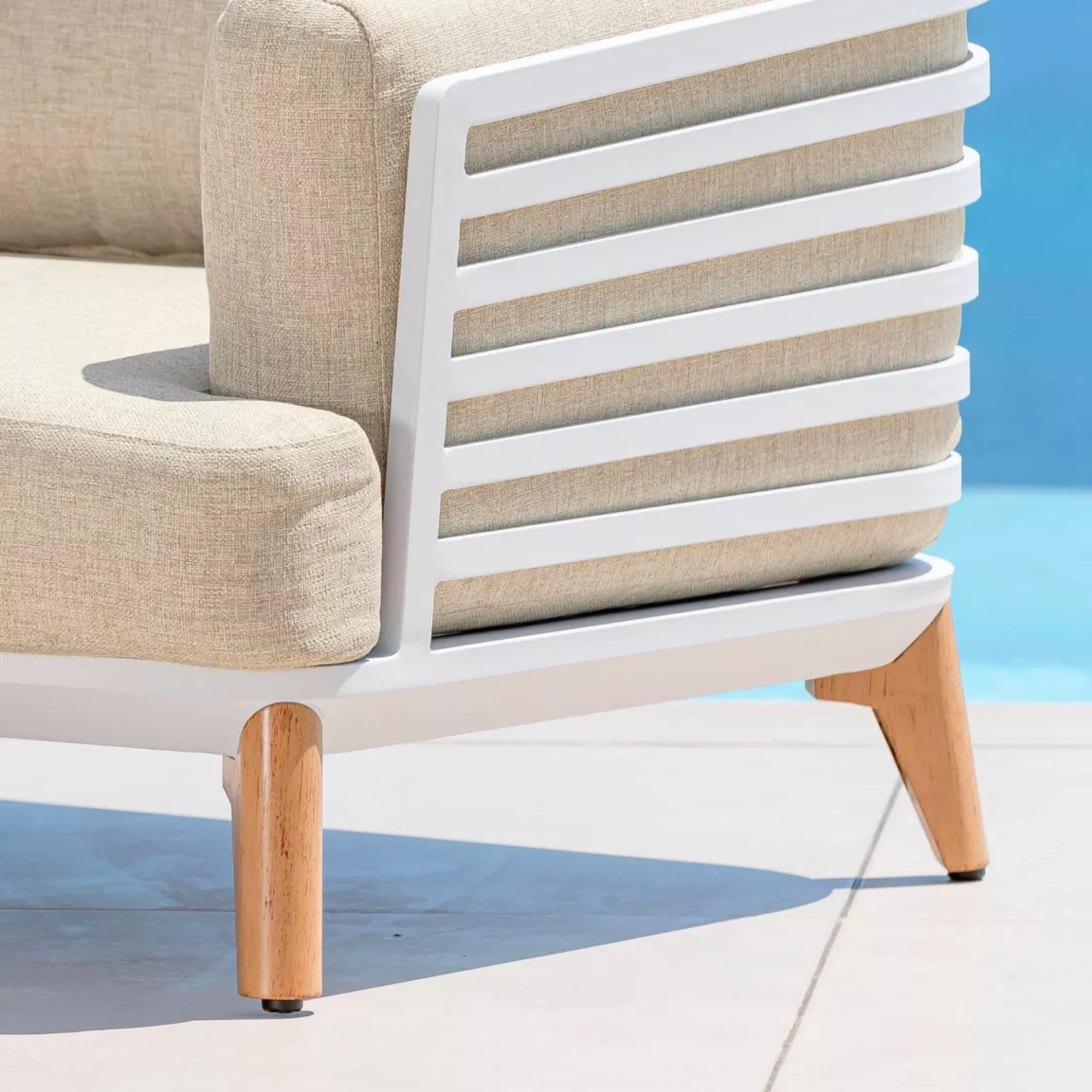 Salon de jardin aluminium 2 places 3 pcs Monte Carlo Blanc et beige