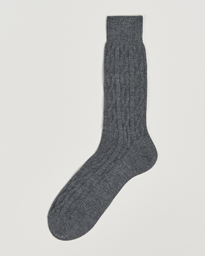 Bresciani Link Ribbed Wool Socks Taupe