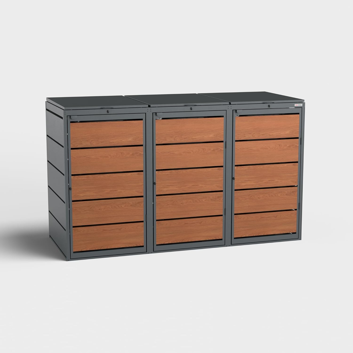 Dagobert Mülltonnenbox 3er für 240 Liter Mülltonne | verzinkter Stahl | robuste Mülltonnenverkleidung | Müllbox, Müllhaus | verwendbar als Paketbox | Box für Mülltonnen (240 L - 3er)