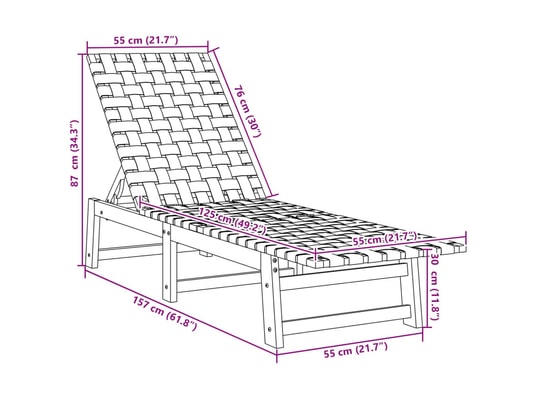 VIDAXL - Bain de soleil Chaises longues lot de 2 avec table rouge bois massif d'acac...