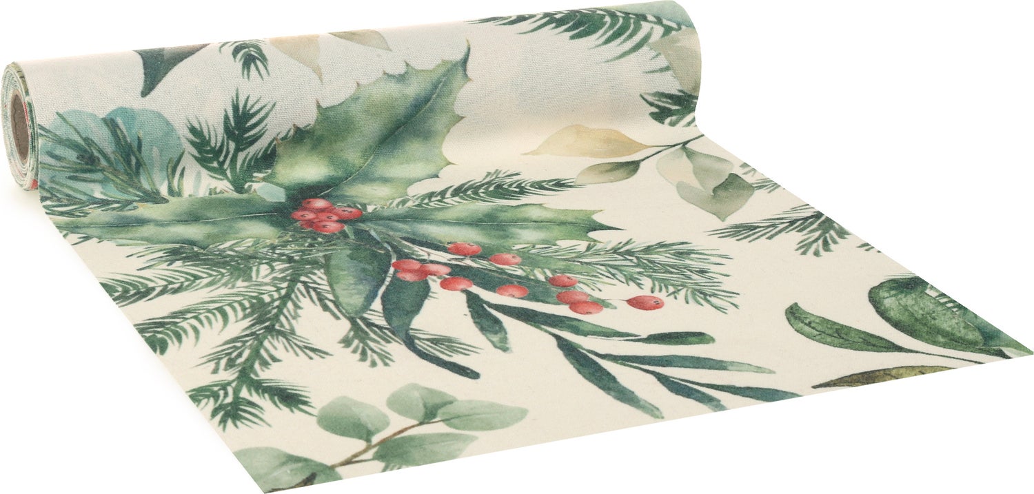 Vivant tafelloper groen / crème 300 x 28 cm