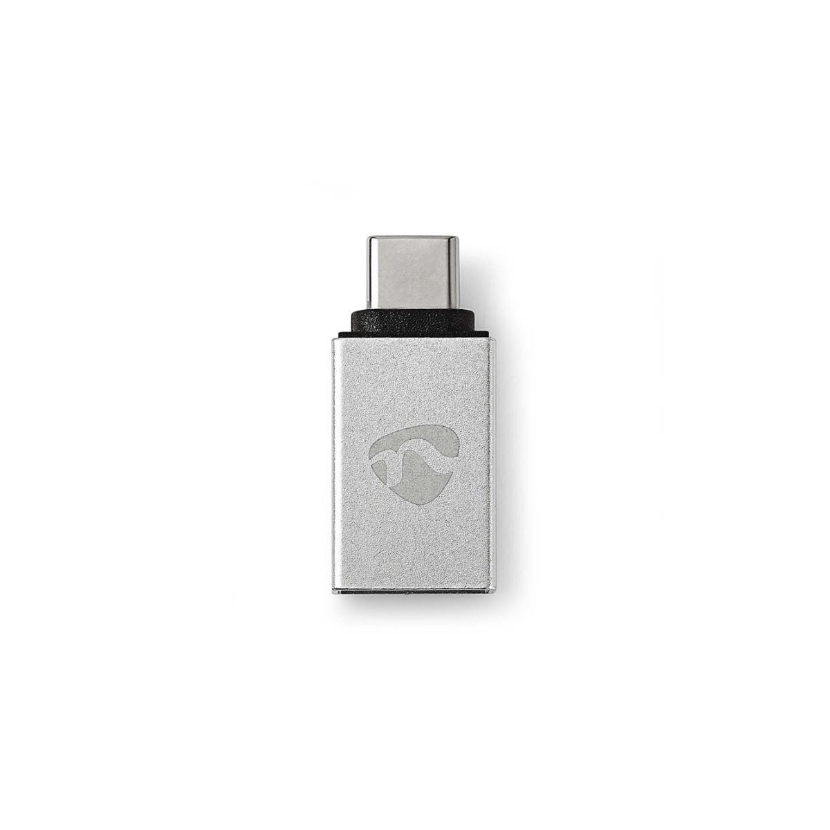 Nedis USB-C™ Adapter | USB 3.2 Gen 1 | USB-C™ Hann | USB-A Hun | 5 Gbps | Rund | Nikkel belagt | Sølv | Deksel Vindusboks